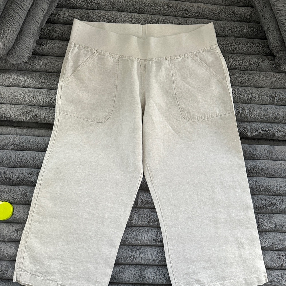 Allen Allen Tan Linen Women's Capris